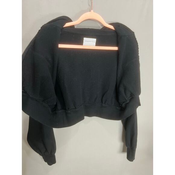 Women Aeropostale Black Crop Top Hoodie Sz S Y2K 2000s Grunge Emo Dark Fairy - Picture 5 of 10